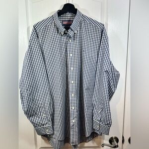 Vineyard Vines Men’s Long Sleeve Blue checkered 100% Cotton Shirt, Size: Large